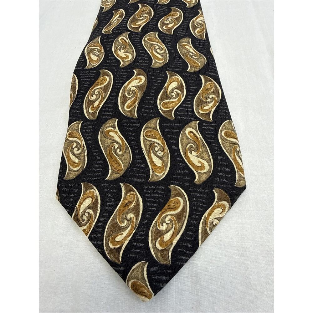 Robert Talbott Studio Silk Tie Paisley Charcoal Gold Large Paisley Classic Lux